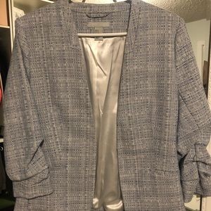 H&M blue and white pleated blazer